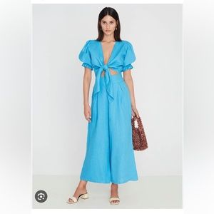 Meridian wide leg pants plain blue topaz US10/AU14/XL